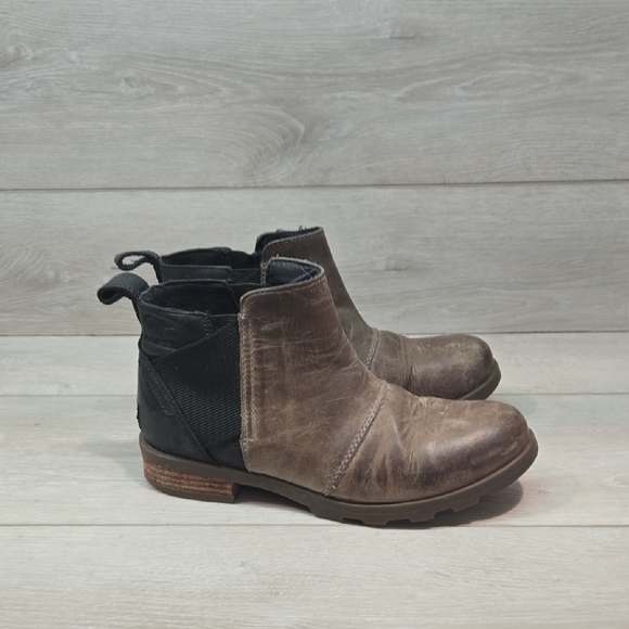 Sorel Women Emelie Chealse Leather Ankle Boots Shoes Sz 6 - Picture 1 of 12